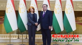 Мулоқоти Эмомалӣ Раҳмон бо хонум Георгина Бейкер