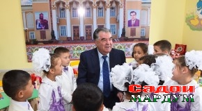 Ифтитоҳи бинои нави Кӯдакистони “Зангӯла” дар деҳоти ба номи Абулқосим Лоҳутии шаҳри Конибодом аз ҷониби Пешвои миллат