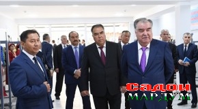 Ифтитоҳи коргоҳи дузандагию қолинбофӣ дар шаҳри Истиқлол аз ҷониби Пешвои миллат муҳтарам Эмомалӣ Раҳмон