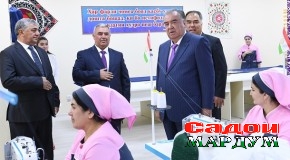 Ифтитоҳи коргоҳи дузандагӣ ва қолинбофӣ дар ноҳияи Зафаробод аз ҷониби Пешвои миллат муҳтарам Эмомалӣ Раҳмон