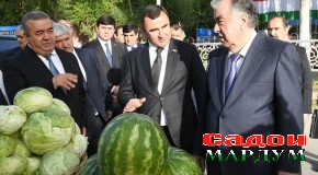Боздиди Пешвои миллат муҳтарам Эмомалӣ Раҳмоназ намоиши маҳсулоти кишоварзии ноҳияи Ванҷ