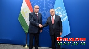 Мулоқоти Президенти Ҷумҳурии Тоҷикистон муҳтарам Эмомалӣ Раҳмон бо Дабири кулли Созмони Милали Муттаҳид Антонио Гутерриш