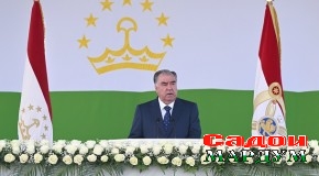 Суханронии Пешвои миллат муҳтарам Эмомалӣ Раҳмон дар Паради ҳарбӣ ба муносибати 30-юмин солгарди таъсисёбии Қӯшунҳои сарҳадӣ